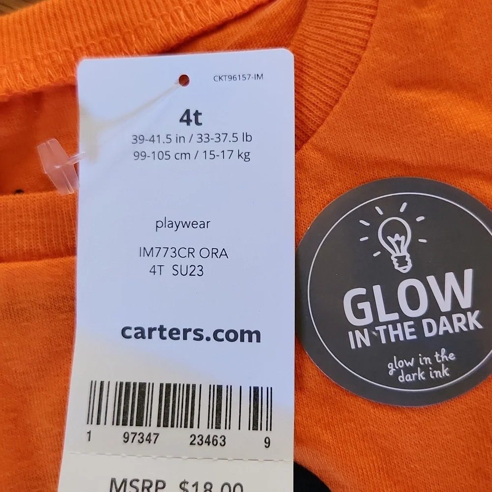 Carter's Minnie Disney Glow In The Dark Tee Shirt NWT Size 4T Cute
